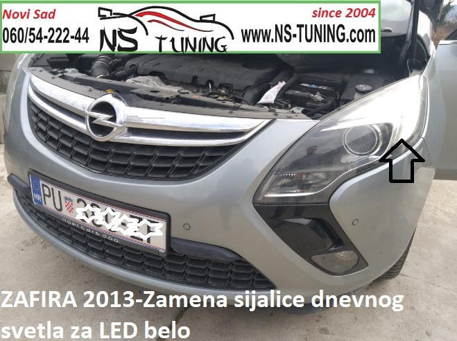 zafira c 2012 2013 2014 2015 dnevno svetlo led t20 sijalica ugradnja novi sad beograd ns tuning
